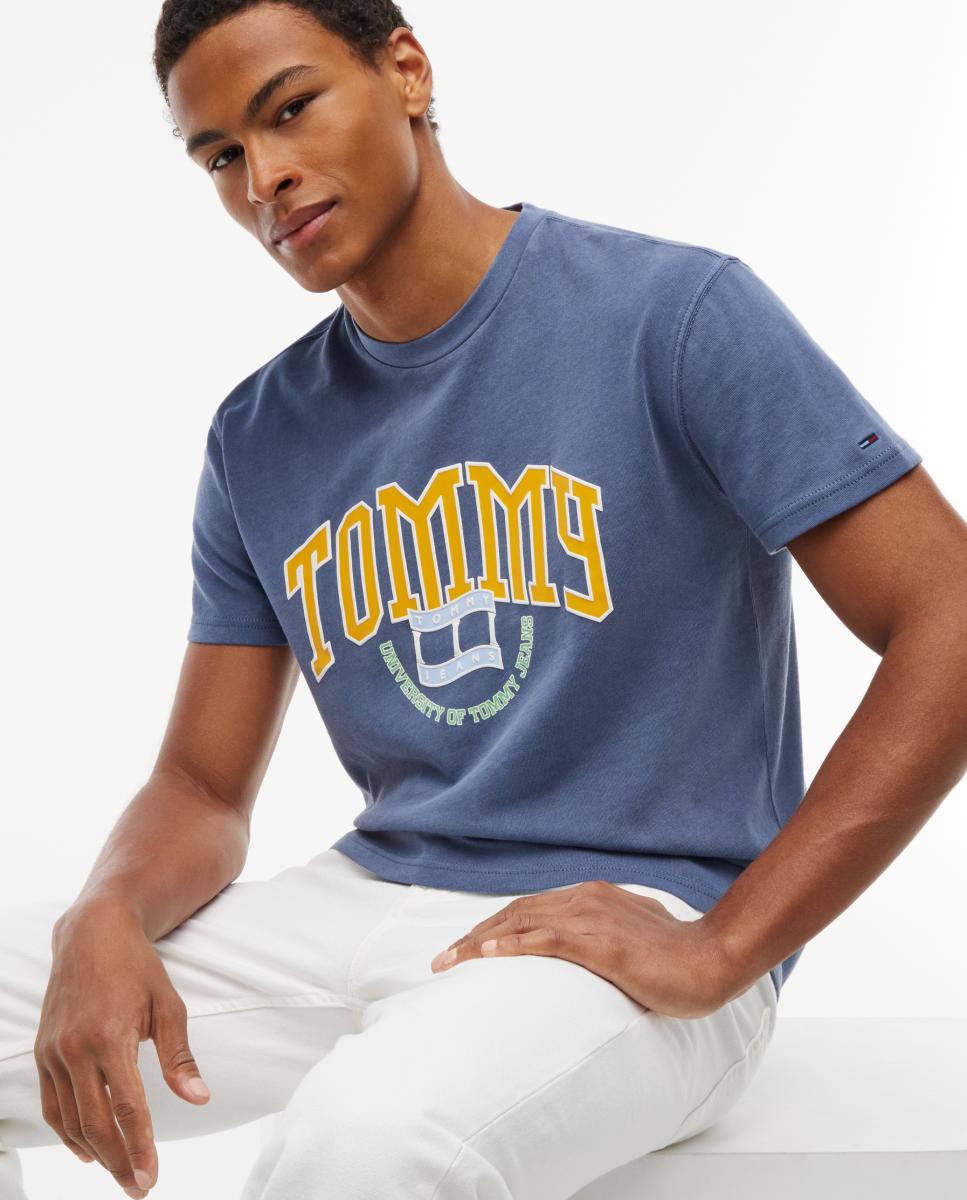 T-shirt Regular Crest Arch com Logótipo à Frente. Azul-marinho-3