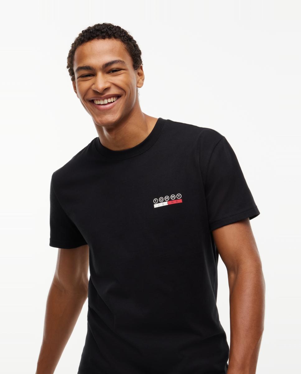 T-shirt de Corte Regular DNA com Grafismo no Peito e nas Costas. Preto-3