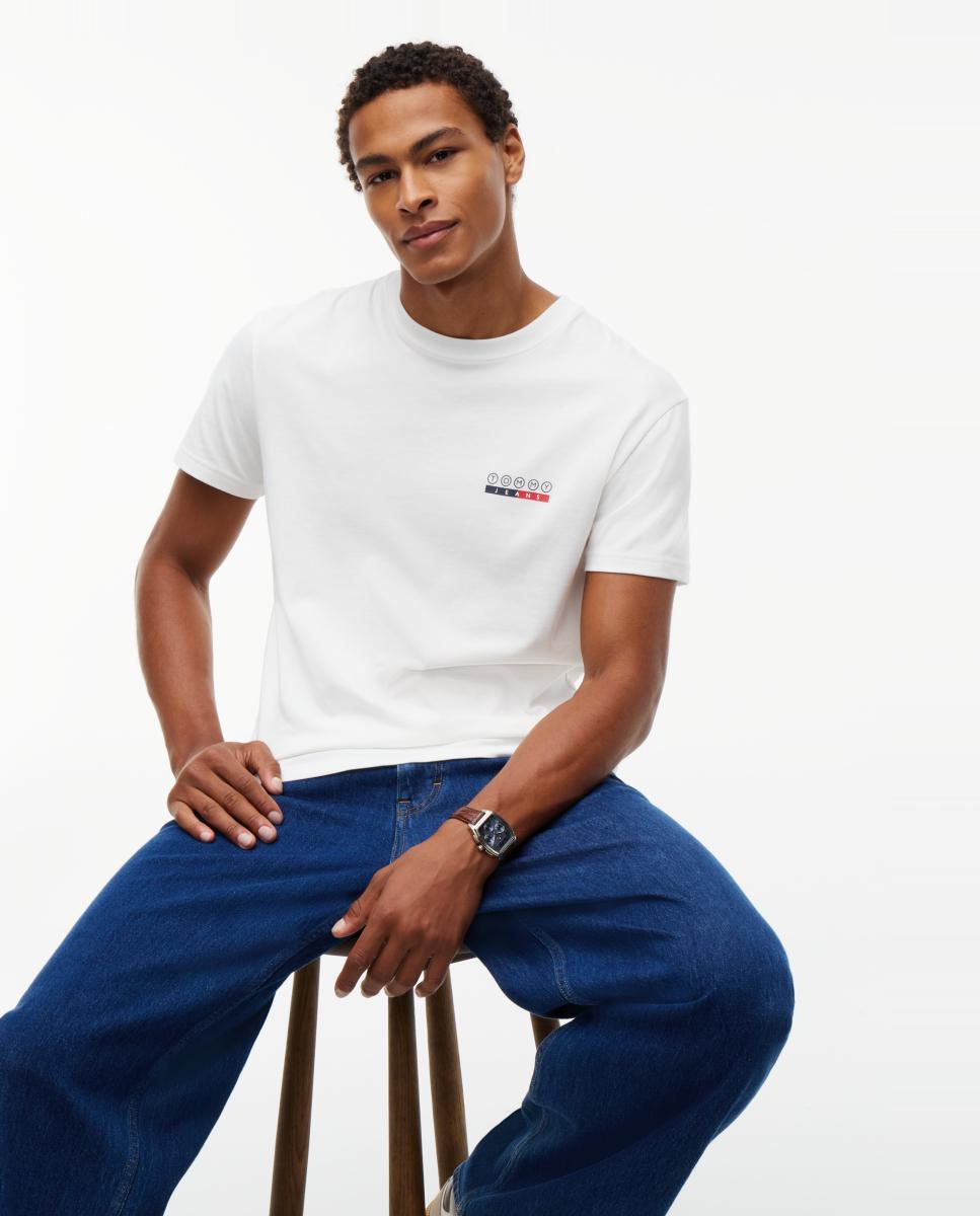 T-shirt de Corte Regular DNA com Grafismo no Peito e nas Costas Branco-3