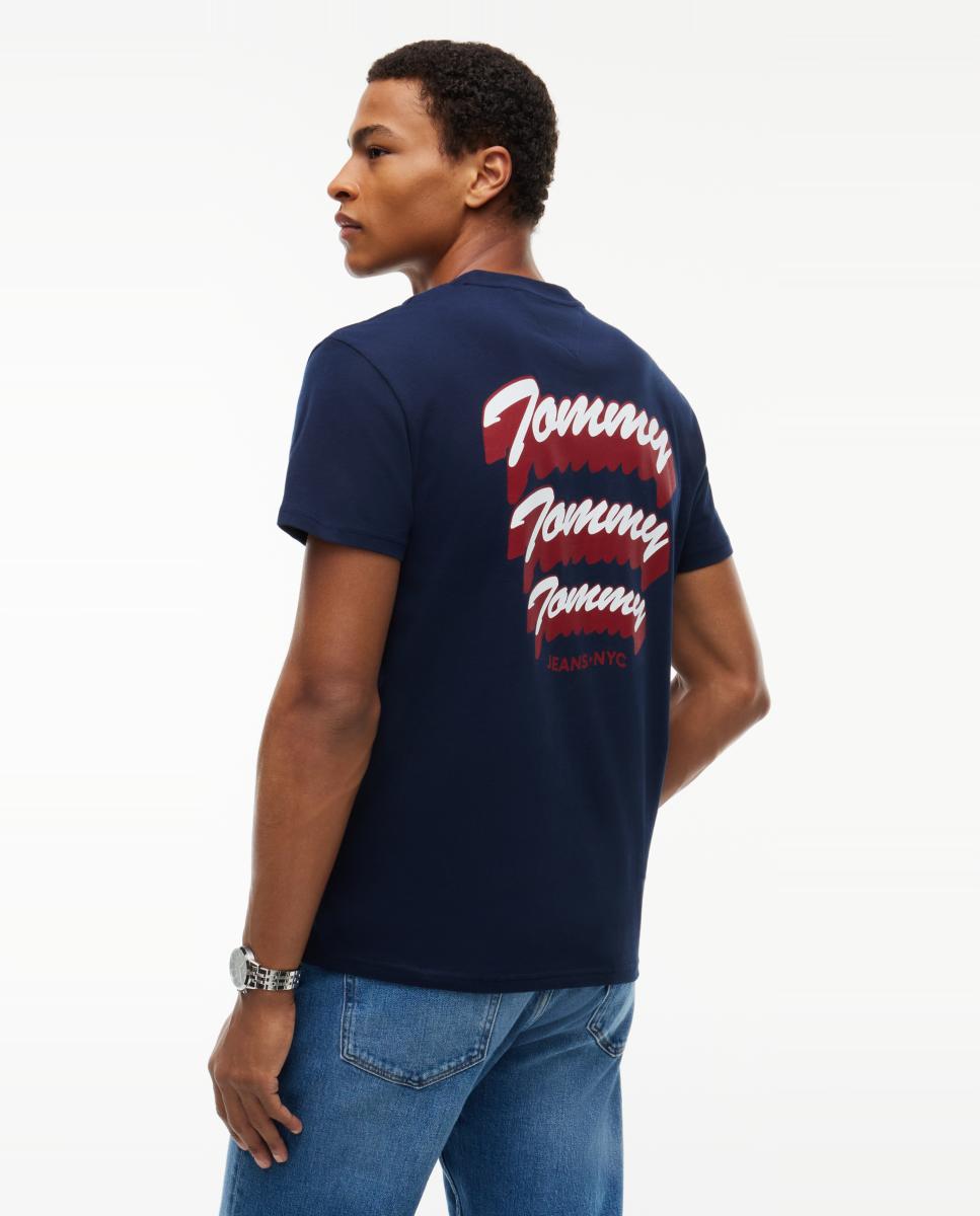 T-shirt Regular com Logótipo no Peito. Azul-marinho-2