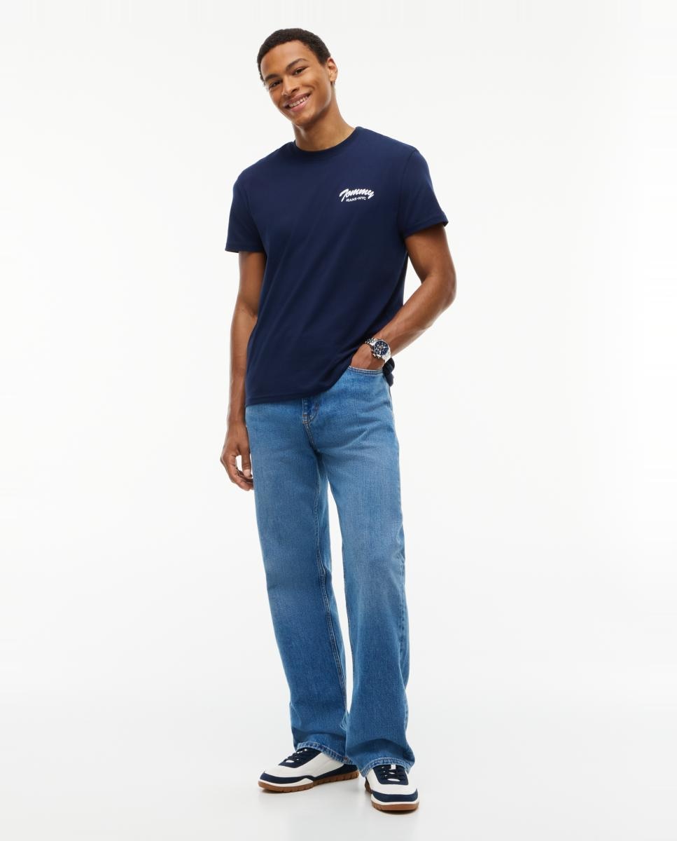 T-shirt Regular com Logótipo no Peito. Azul-marinho-5