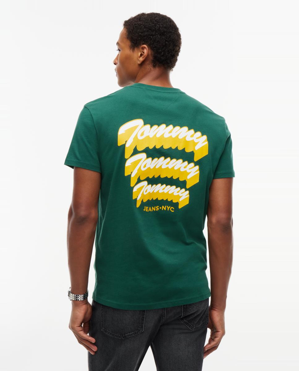 T-shirt Regular com Logótipo no Peito Verde-escuro-2