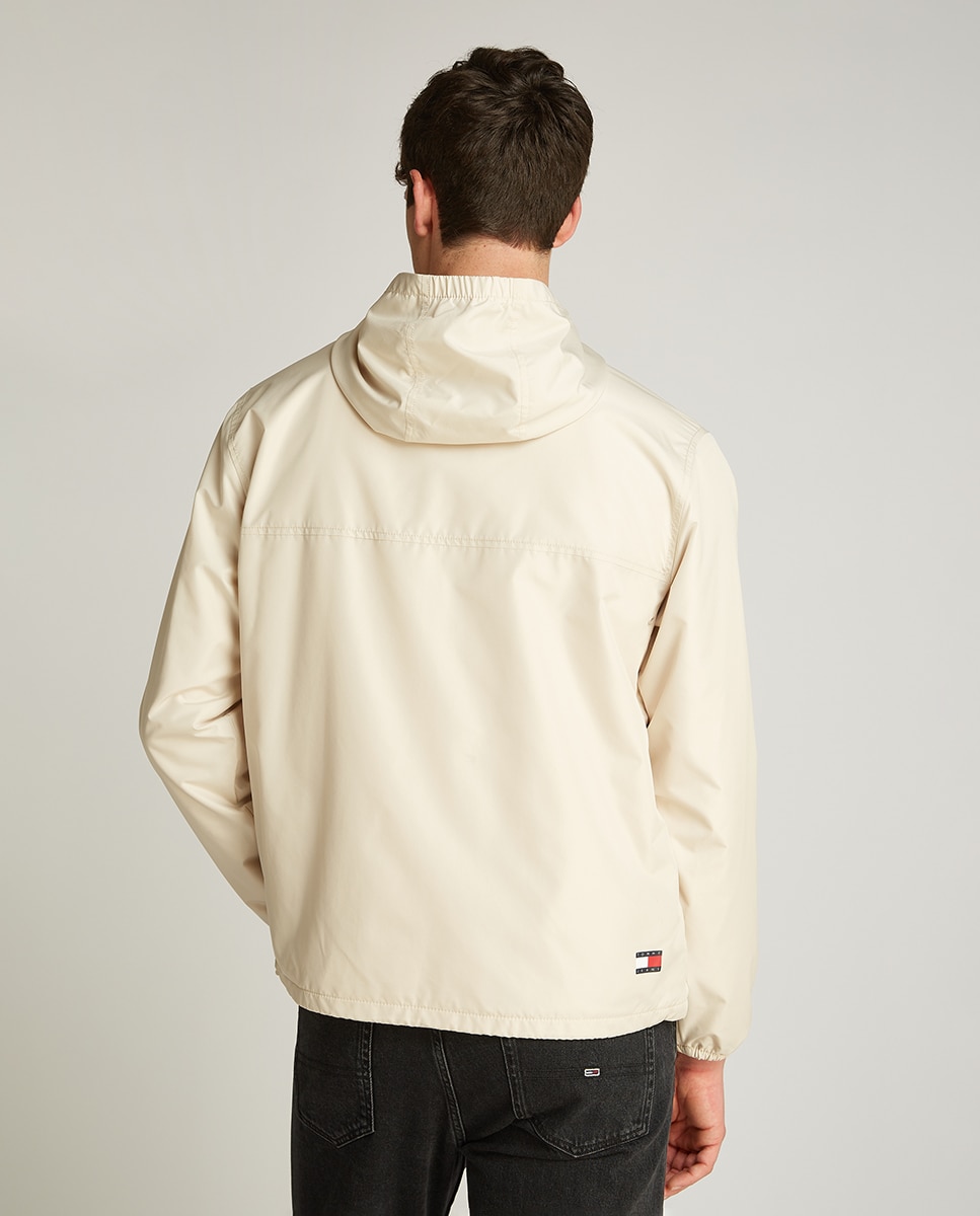 Corta-Vento Relaxed Fit com Capuz Creme-2