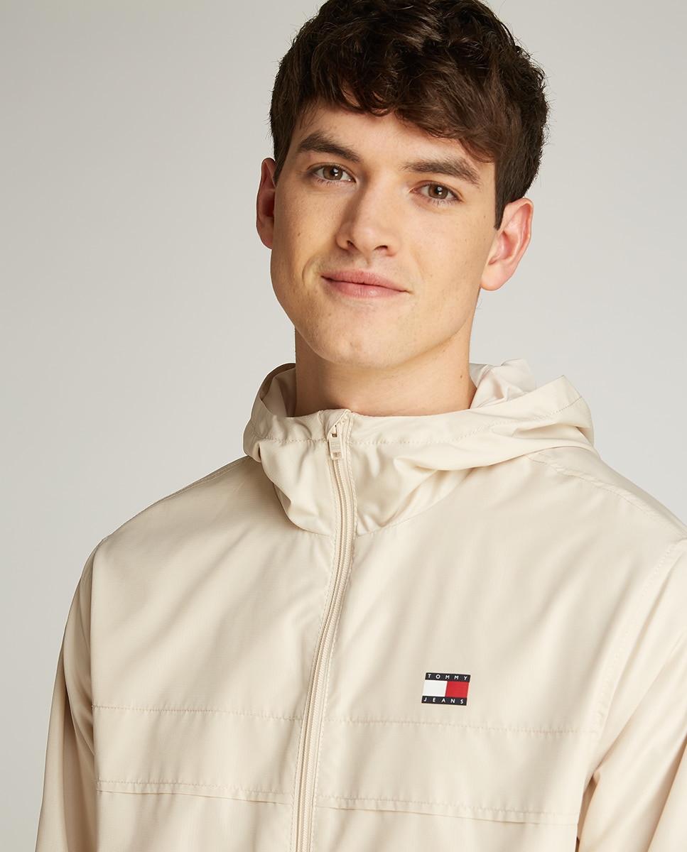 Corta-Vento Relaxed Fit com Capuz Creme-3