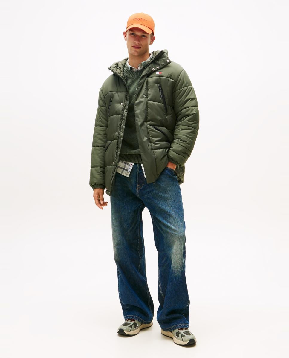 Parka Acolchoada com Capuz Verde-escuro-1