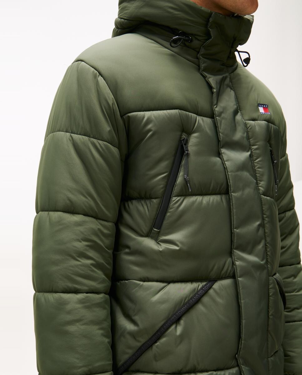 Parka Acolchoada com Capuz Verde-escuro-3