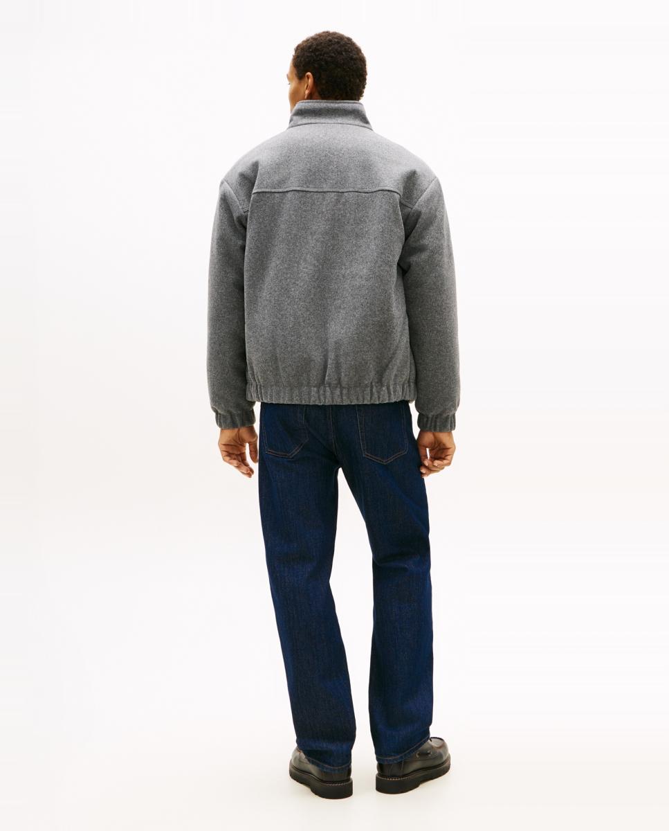 Casaco Tipo Blusão Bomber em Pano Relaxed Fit Cinzento-escuro-2