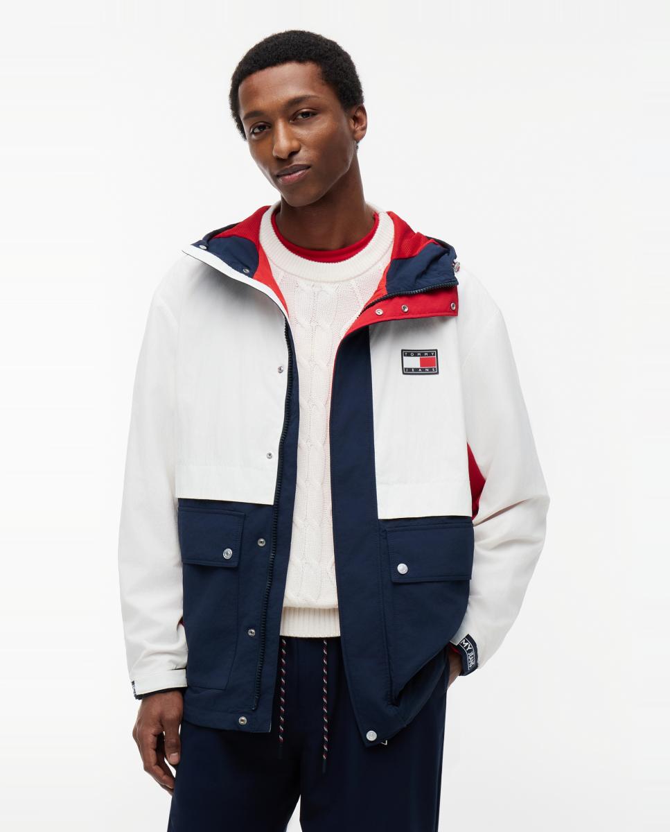 Tommy Jeans - Cortavientos de hombre con capucha y diseño color block, de estilo funcional y moderno.