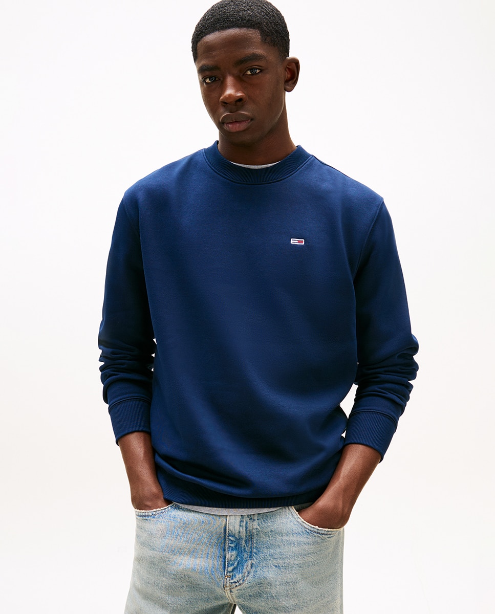 Sweatshirt de Decote Redondo com Logótipo de Bandeira Azul-marinho-1