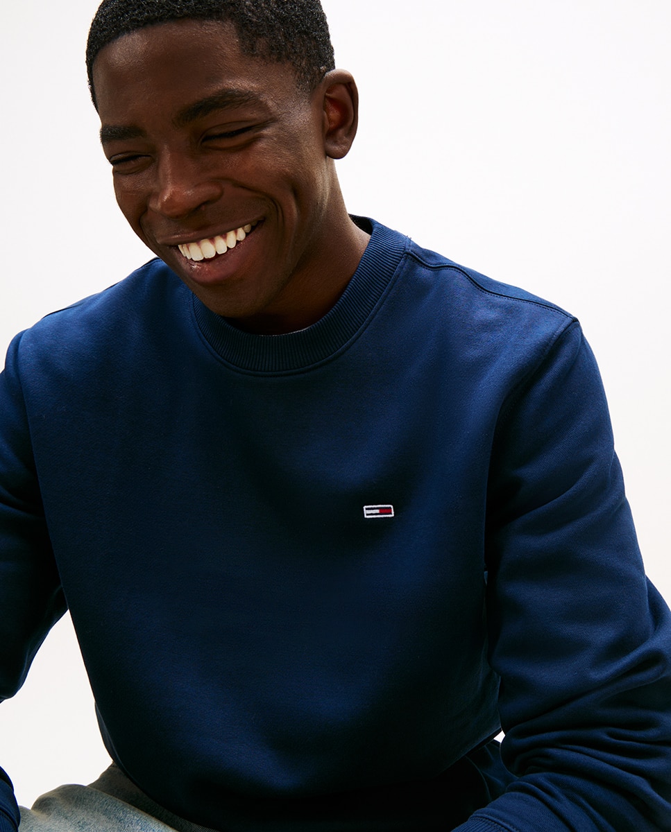 Sweatshirt de Decote Redondo com Logótipo de Bandeira Azul-marinho-3