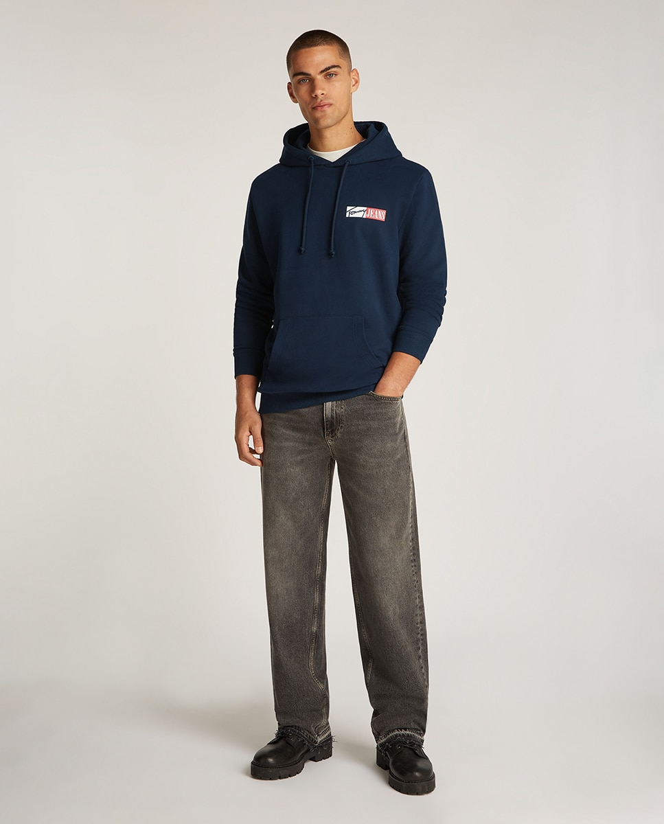 Sweatshirt regular fit com capuz Azul-marinho-6