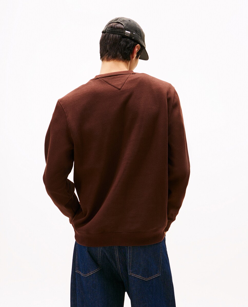 Sweatshirt Básica Regular Fit com Gola Redonda Castanho-escuro-2