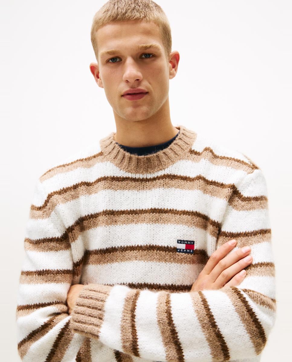 Camisola de Malha Regular Fit com Gola Redonda Camel-3