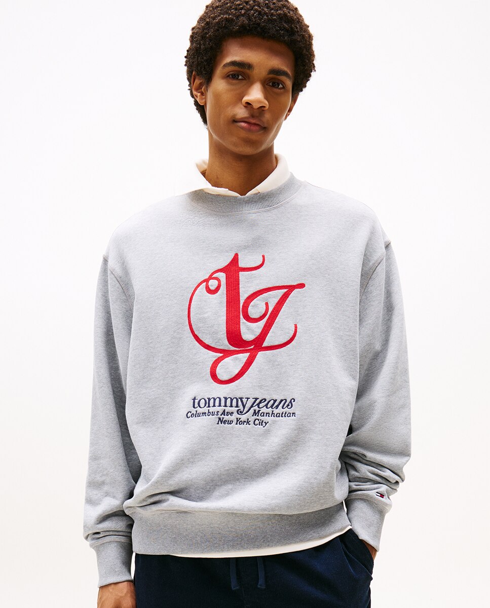 Sweatshirt Regular Fit com Gola Redonda Cinzento-1