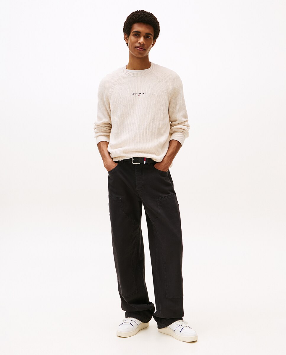 Camisola de Malha Regular Fit com Gola Redonda Bege-4