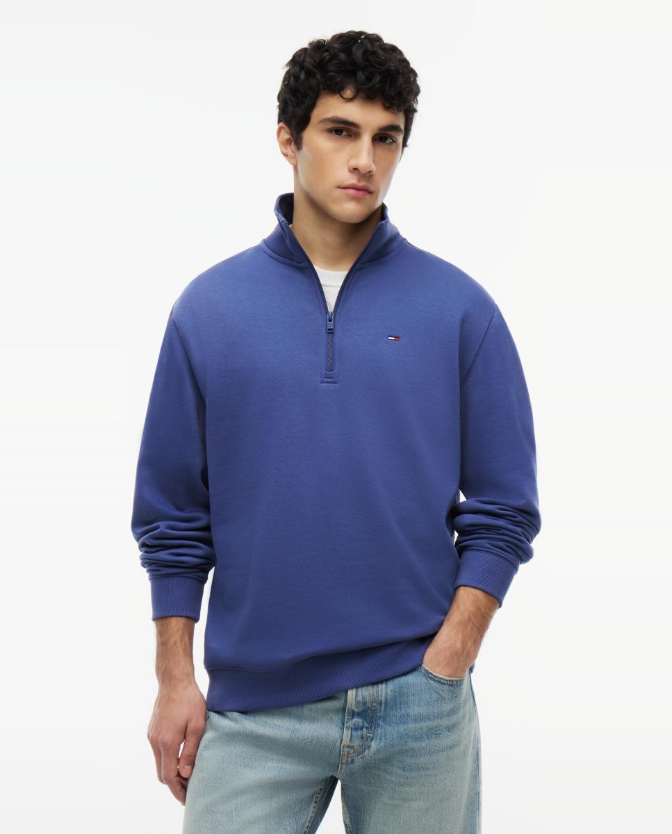 Imagen 0 de Sudadera de hombre con cierre de cremallera 1/4 Azul