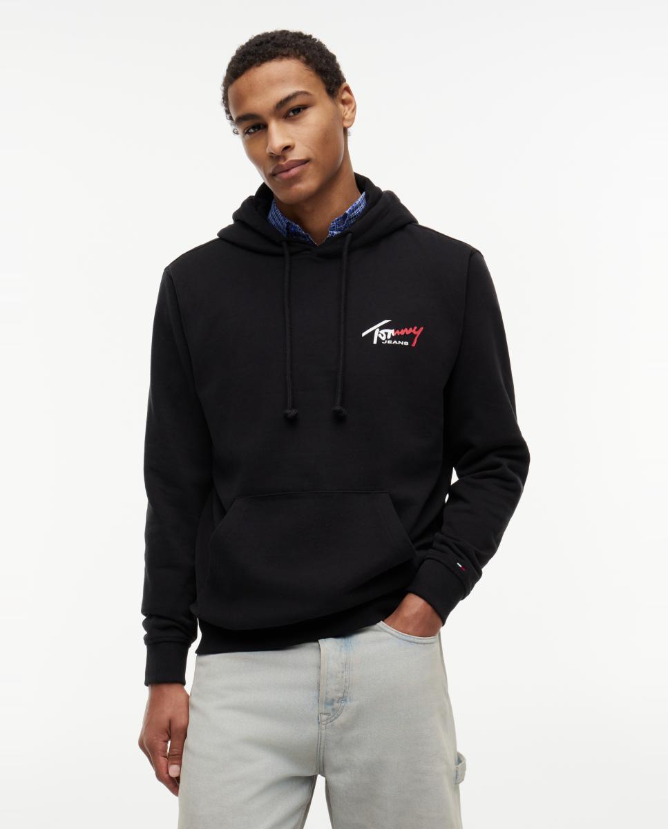 Imagen 0 de Sudadera de hombre con capucha, corte regular y logotipo en el pecho Negro