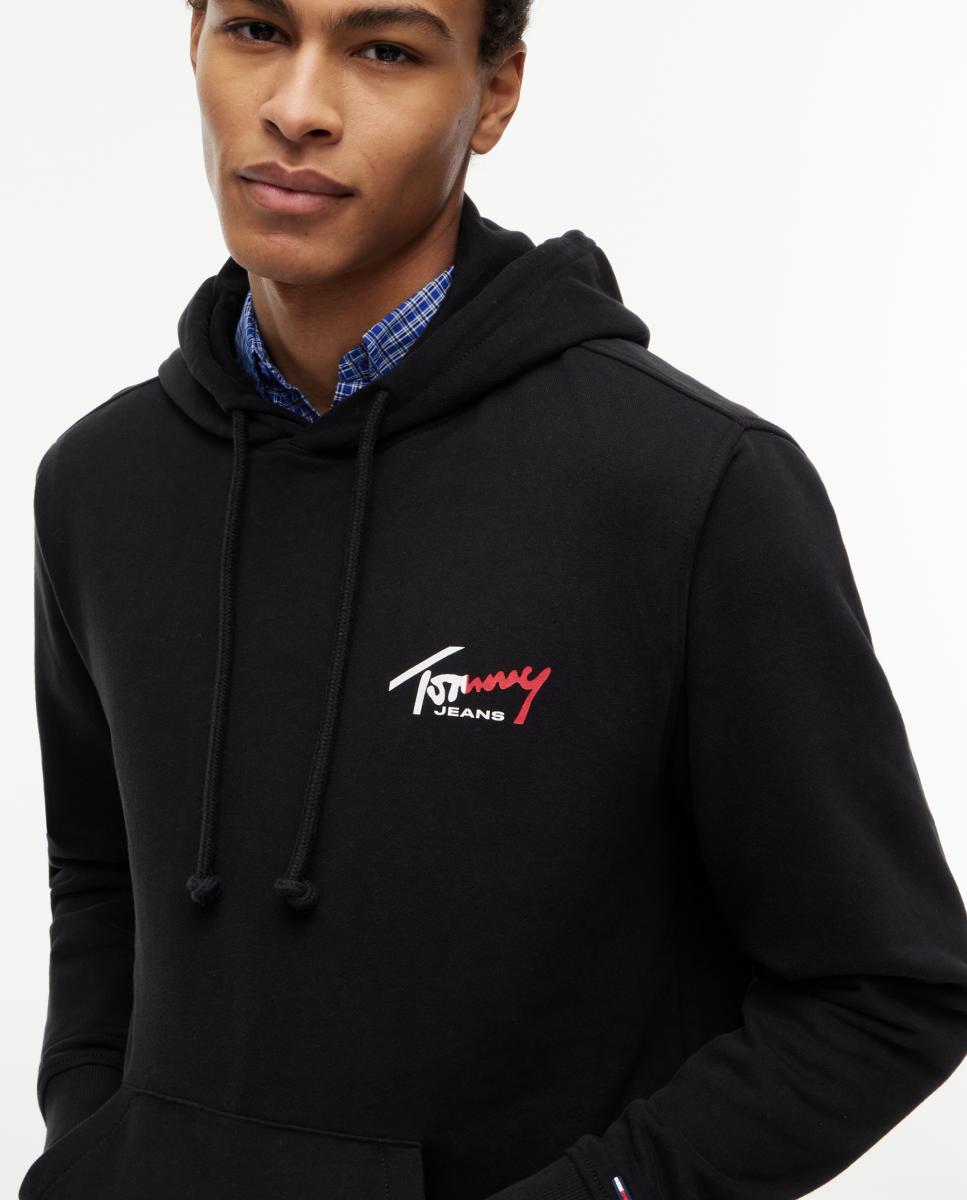 Sudadera de hombre con capucha, corte regular y logotipo en el pecho - Tommy Jeans - Negro Negro-3
