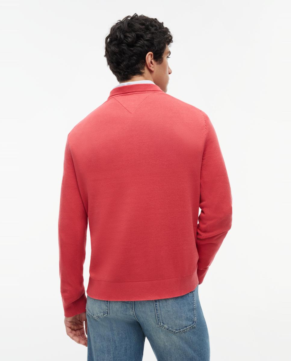 Jersey ligero de hombre con corte slim y logotipo en el pecho - Tommy Jeans - Coral Coral-2