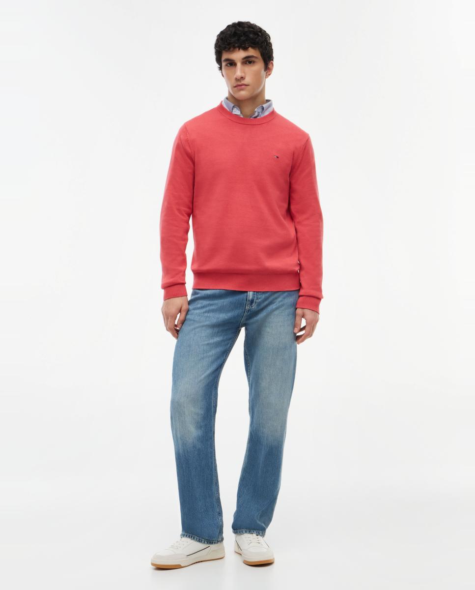 Jersey ligero de hombre con corte slim y logotipo en el pecho - Tommy Jeans - Coral Coral-5