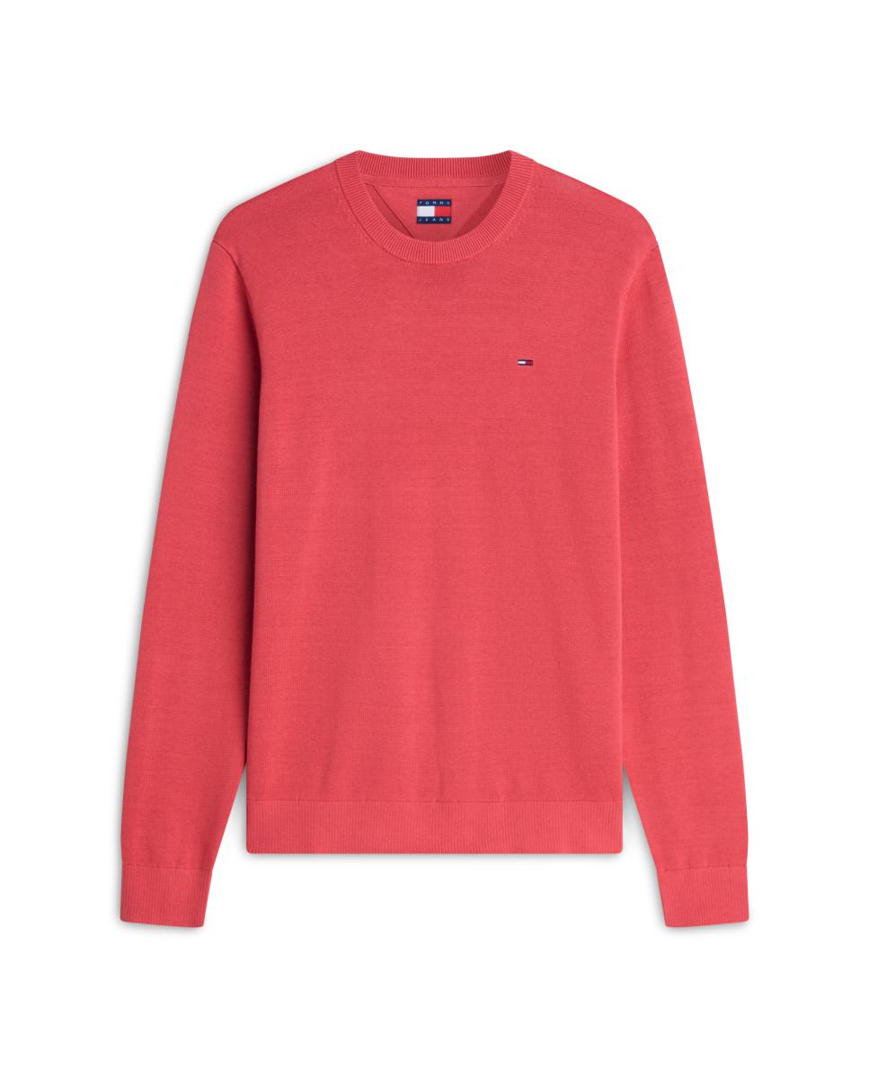 Jersey ligero de hombre con corte slim y logotipo en el pecho - Tommy Jeans - Coral Coral-4