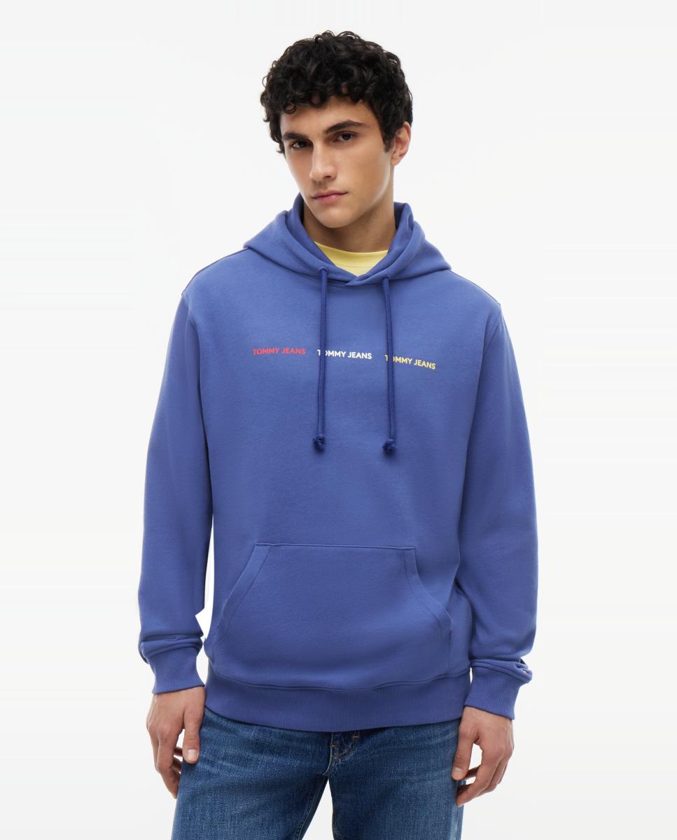 Tommy Jeans - Sudadera con capucha de hombre y logo repetido en el pecho.
