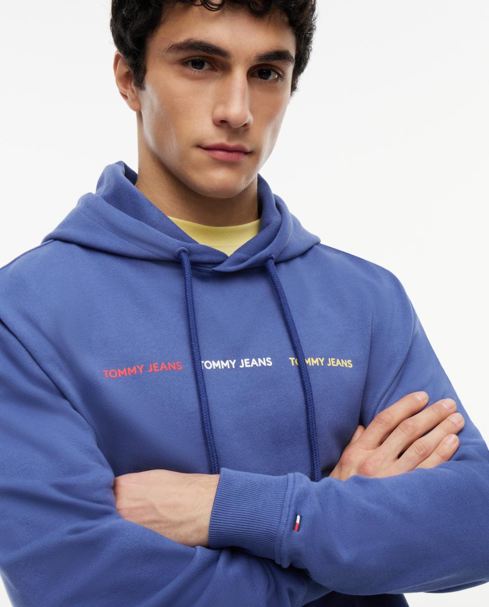 Sudadera con capucha de hombre y logo repetido en el pecho - Tommy Jeans - Azul Azul-3