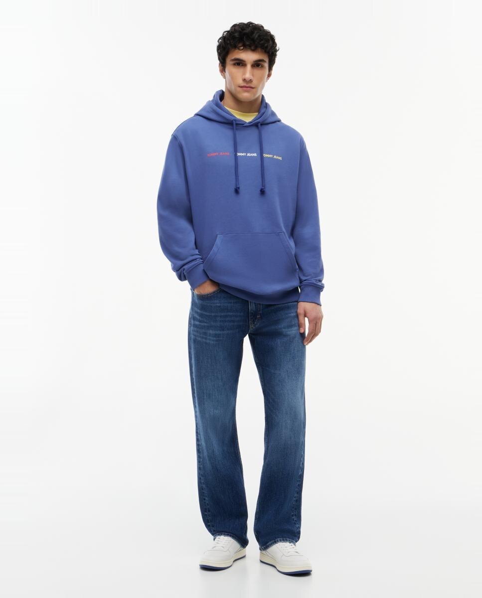 Sudadera con capucha de hombre y logo repetido en el pecho - Tommy Jeans - Azul Azul-5