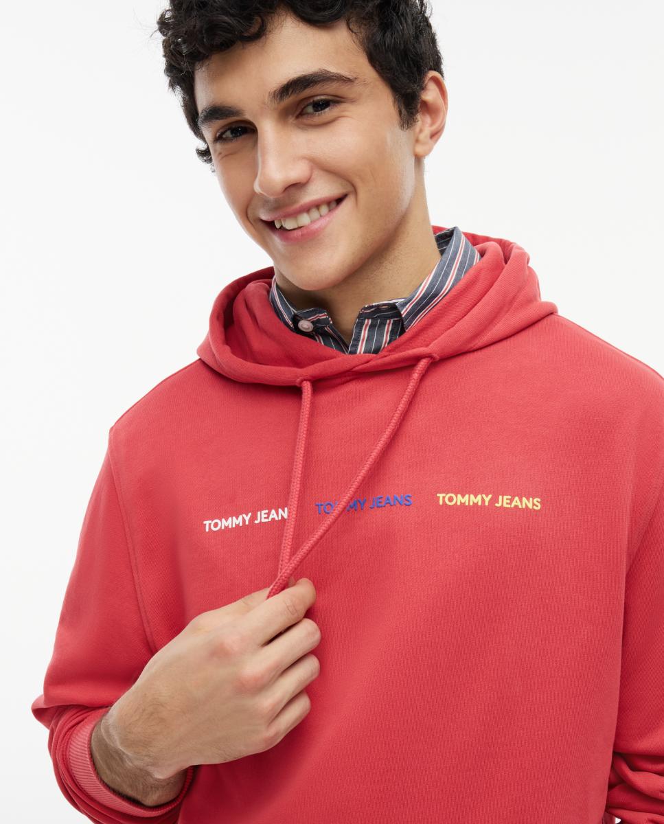 Sweatshirt com Capuz e Logótipo Repetido no Peito Coral-2