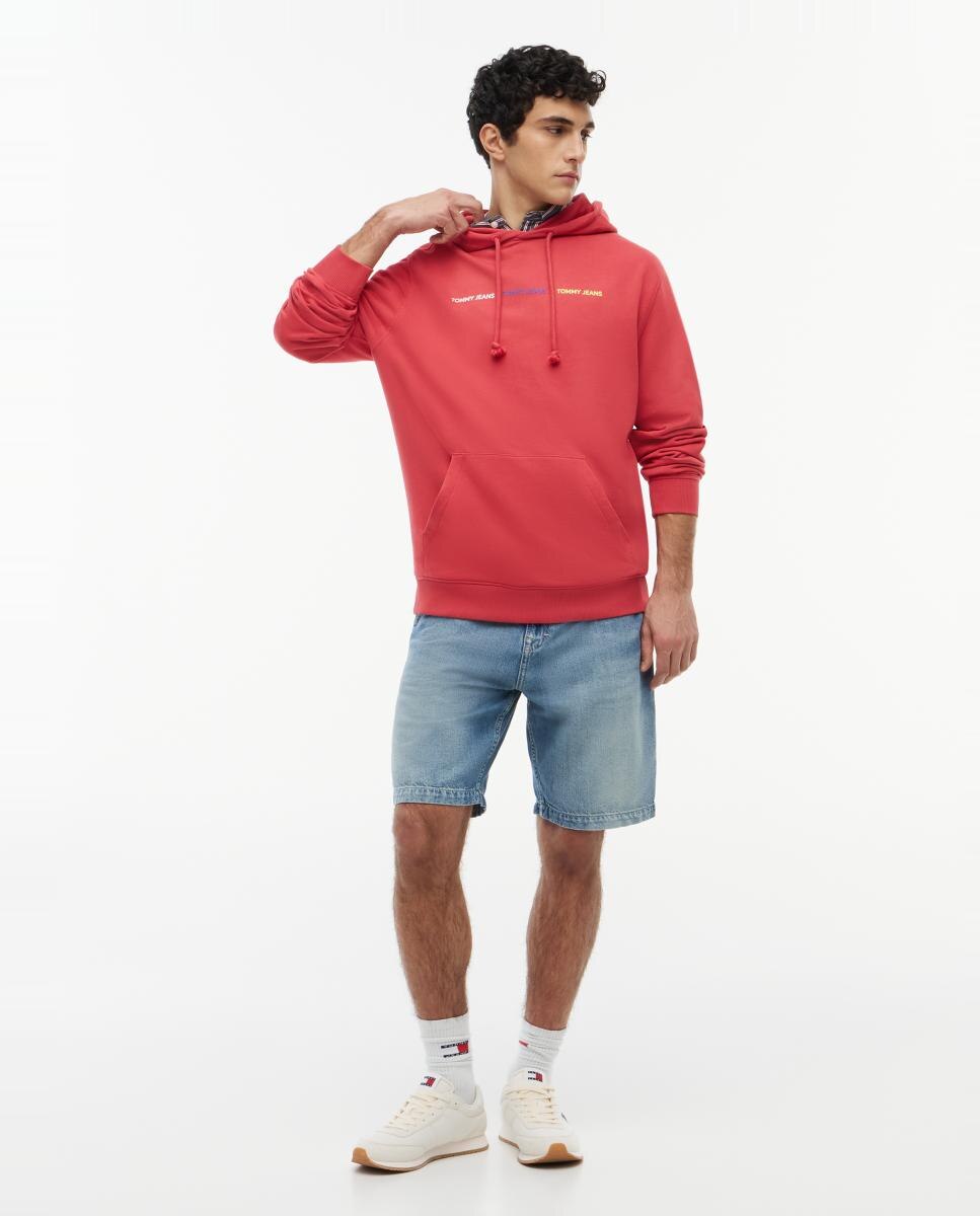Sweatshirt com Capuz e Logótipo Repetido no Peito Coral-4
