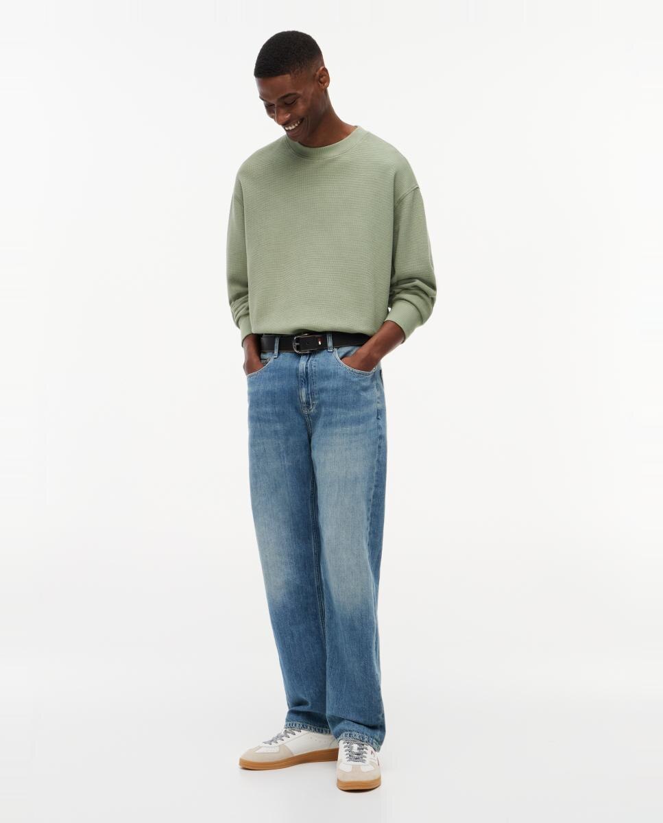 Sweatshirt com Textura Waffle e Gola Redonda Verde-claro-5
