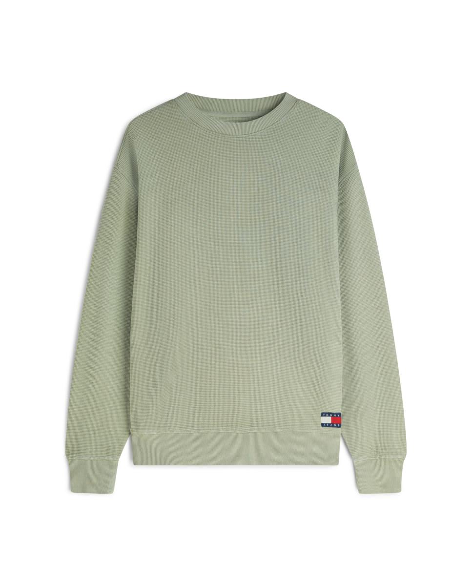 Sweatshirt com Textura Waffle e Gola Redonda Verde-claro-4