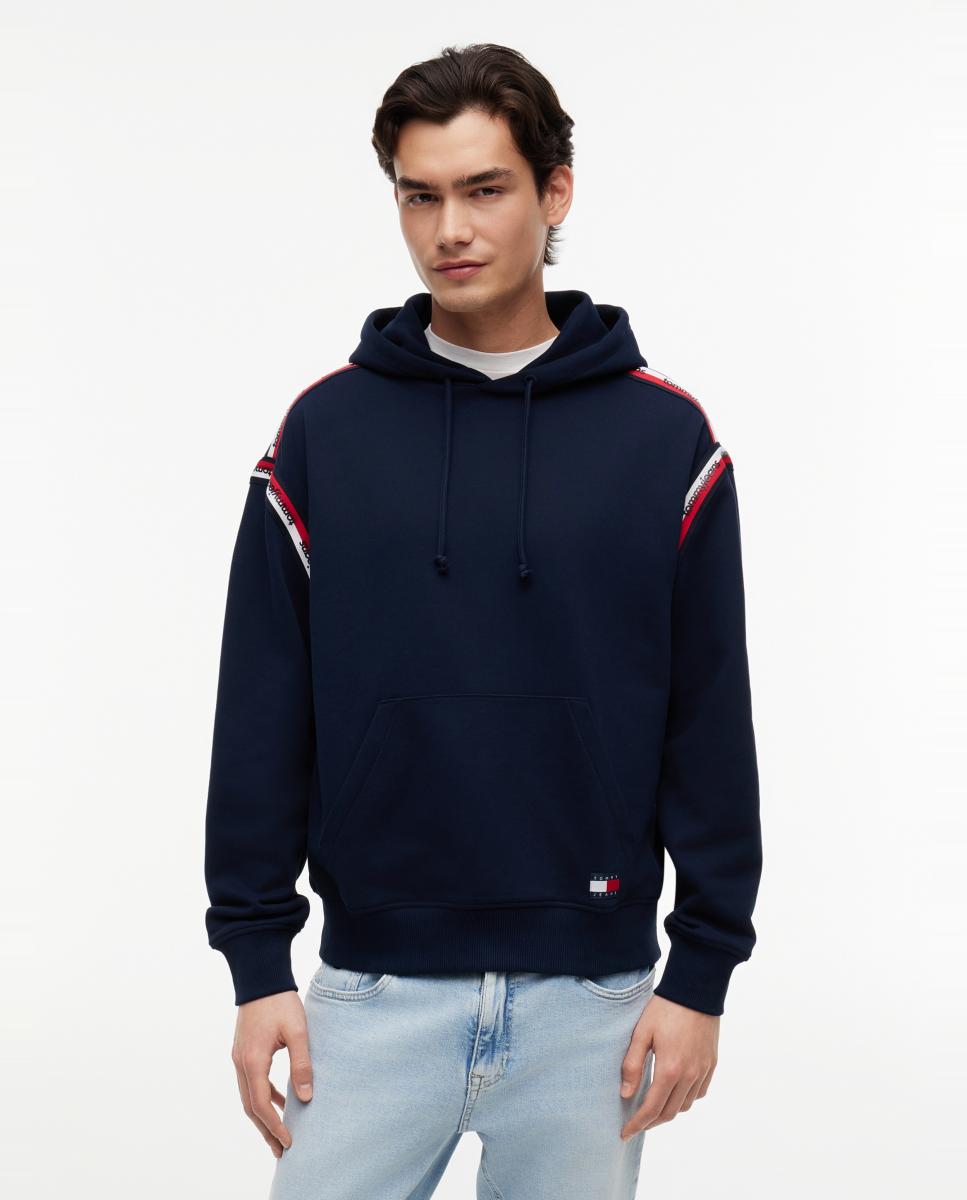 Tommy Jeans - Sudadera de hombre con capucha, corte regular y detalle de cintas con logo en los hombros.