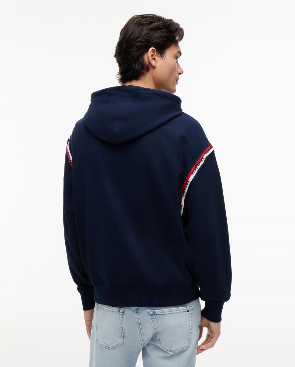 Sudadera de hombre con capucha, corte regular y detalle de cintas con logo en los hombros - Tommy Jeans - Azul marino Azul marino-2