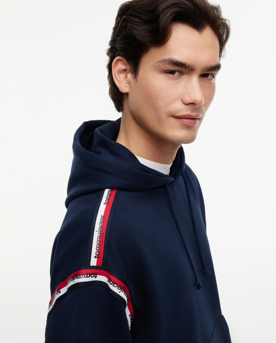 Sudadera de hombre con capucha, corte regular y detalle de cintas con logo en los hombros - Tommy Jeans - Azul marino Azul marino-3