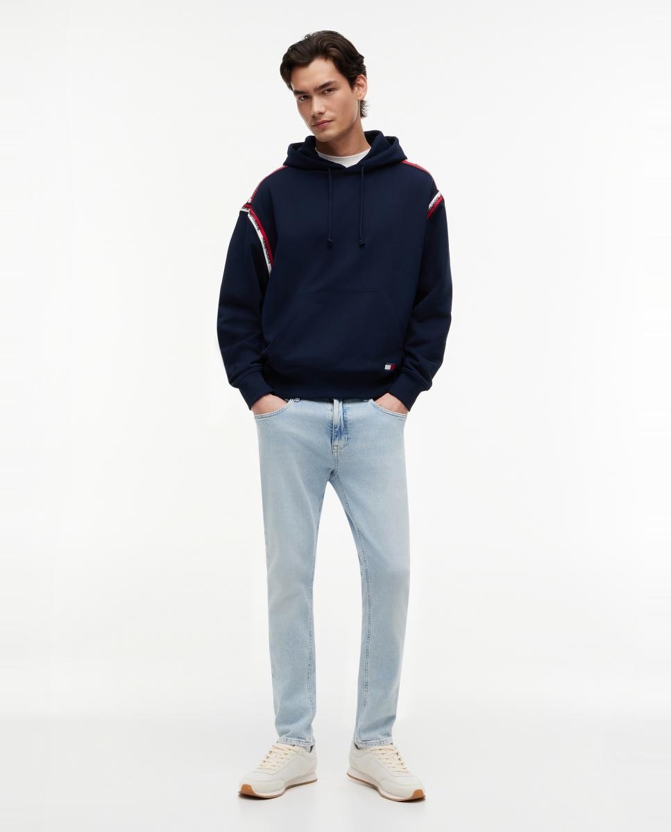 Sudadera de hombre con capucha, corte regular y detalle de cintas con logo en los hombros - Tommy Jeans - Azul marino Azul marino-5