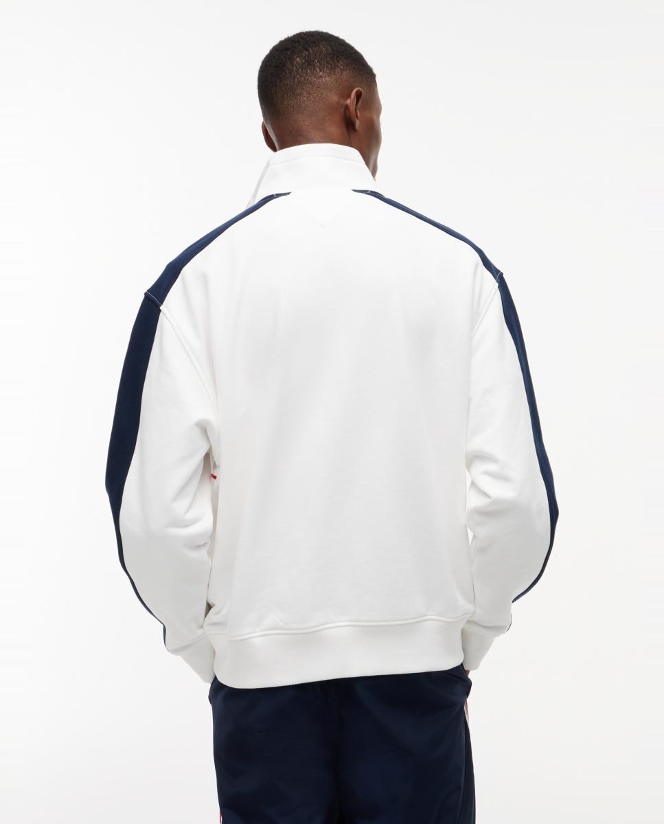 Sudadera de hombre con media cremallera, diseño color block y corte regular - Tommy Jeans - Blanco Blanco-2