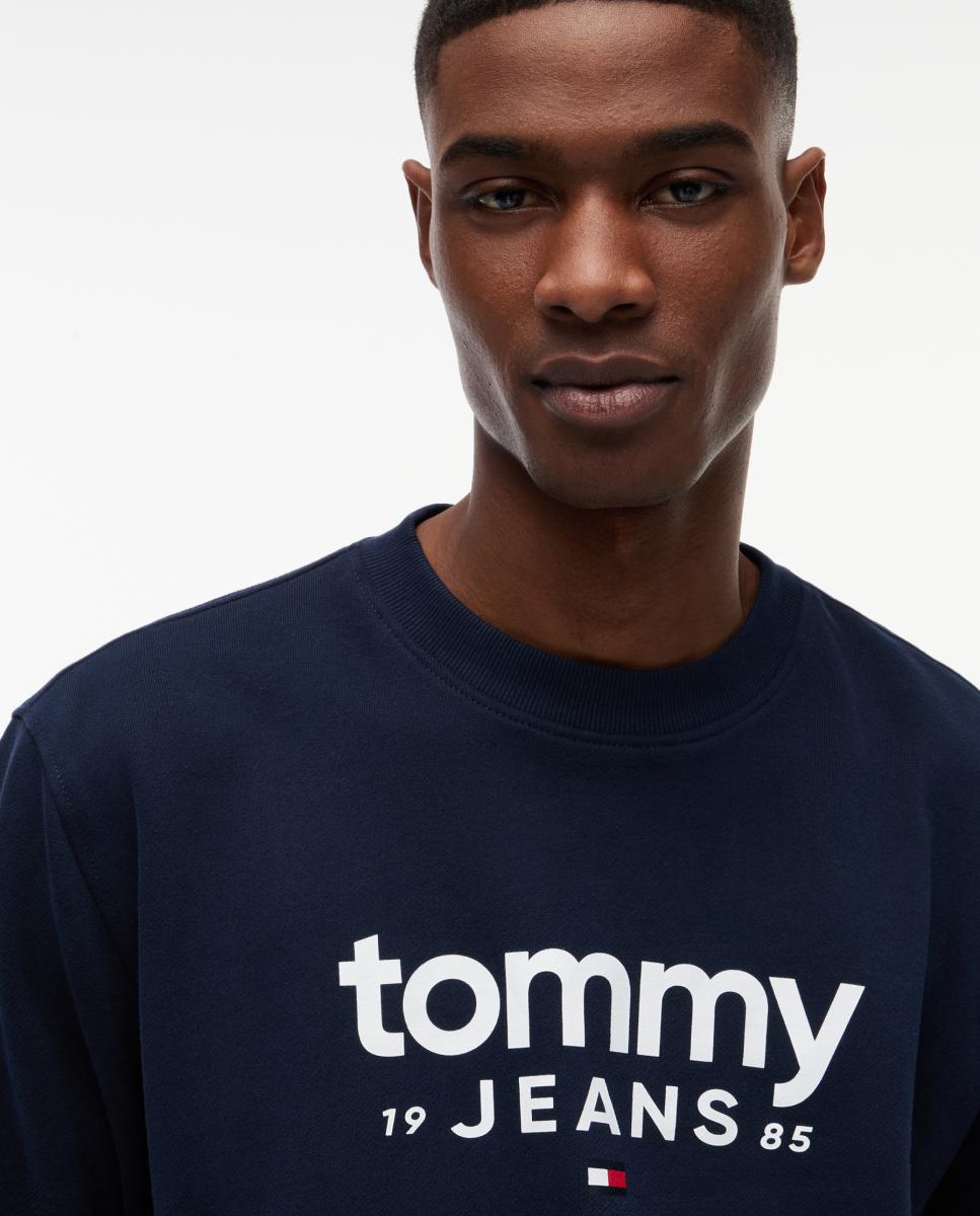 Sudadera de cuello redondo con corte regular y logo Tommy Jeans estampado en el pecho - Azul marino Azul marino-3
