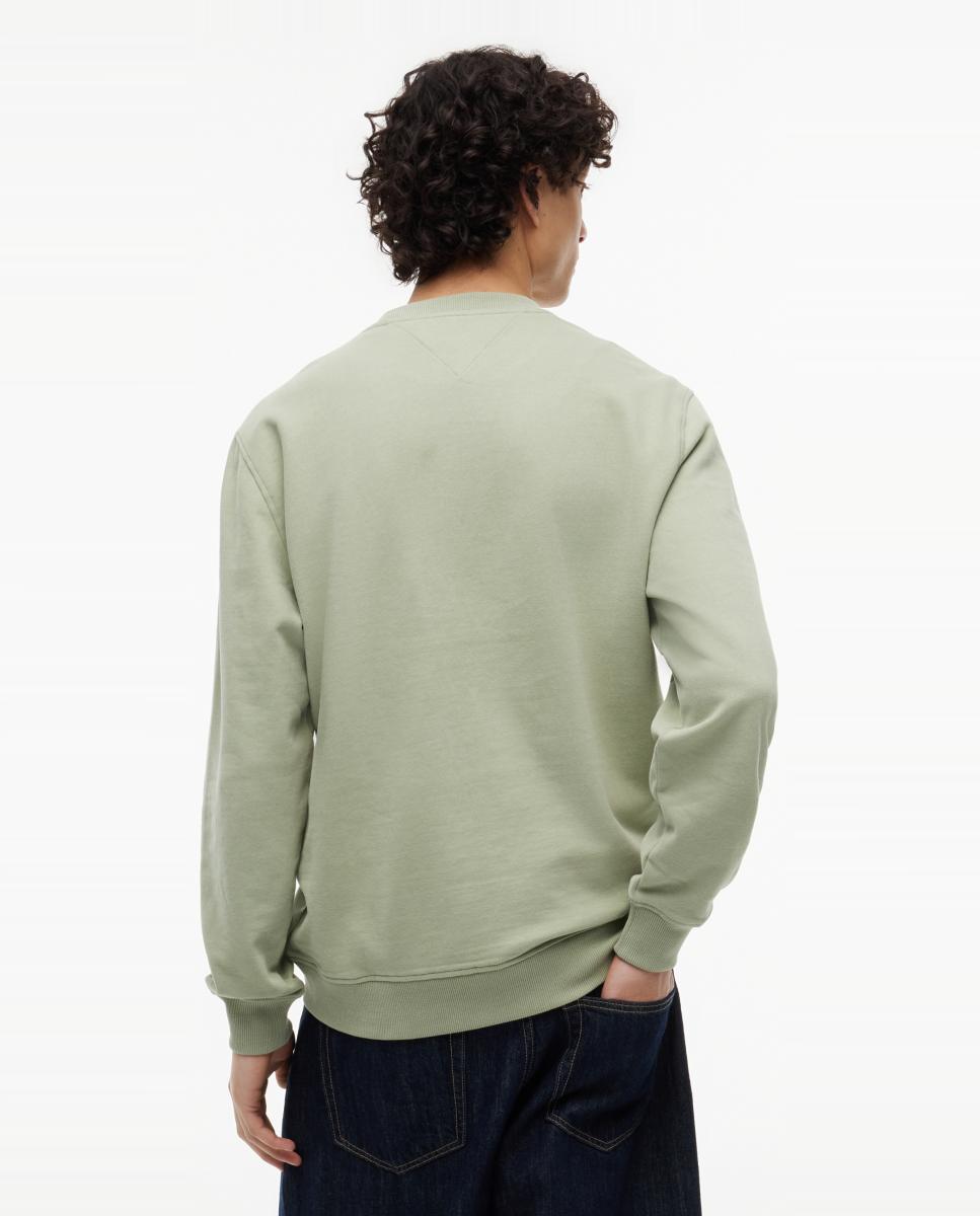 Sudadera de cuello redondo con corte regular y logo Tommy Jeans estampado en el pecho - Verde claro Verde claro-2