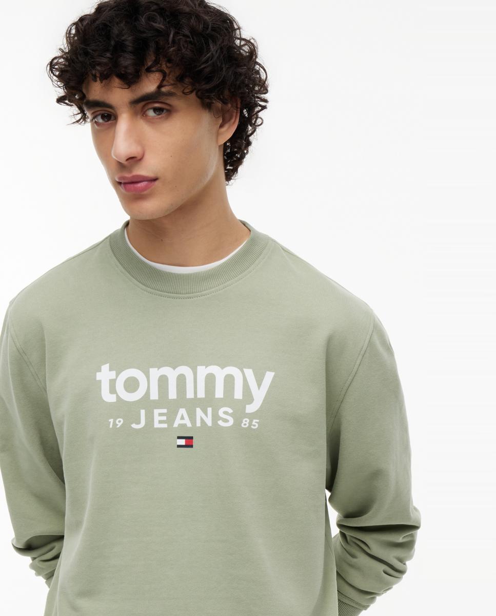 Sudadera de cuello redondo con corte regular y logo Tommy Jeans estampado en el pecho - Verde claro Verde claro-3
