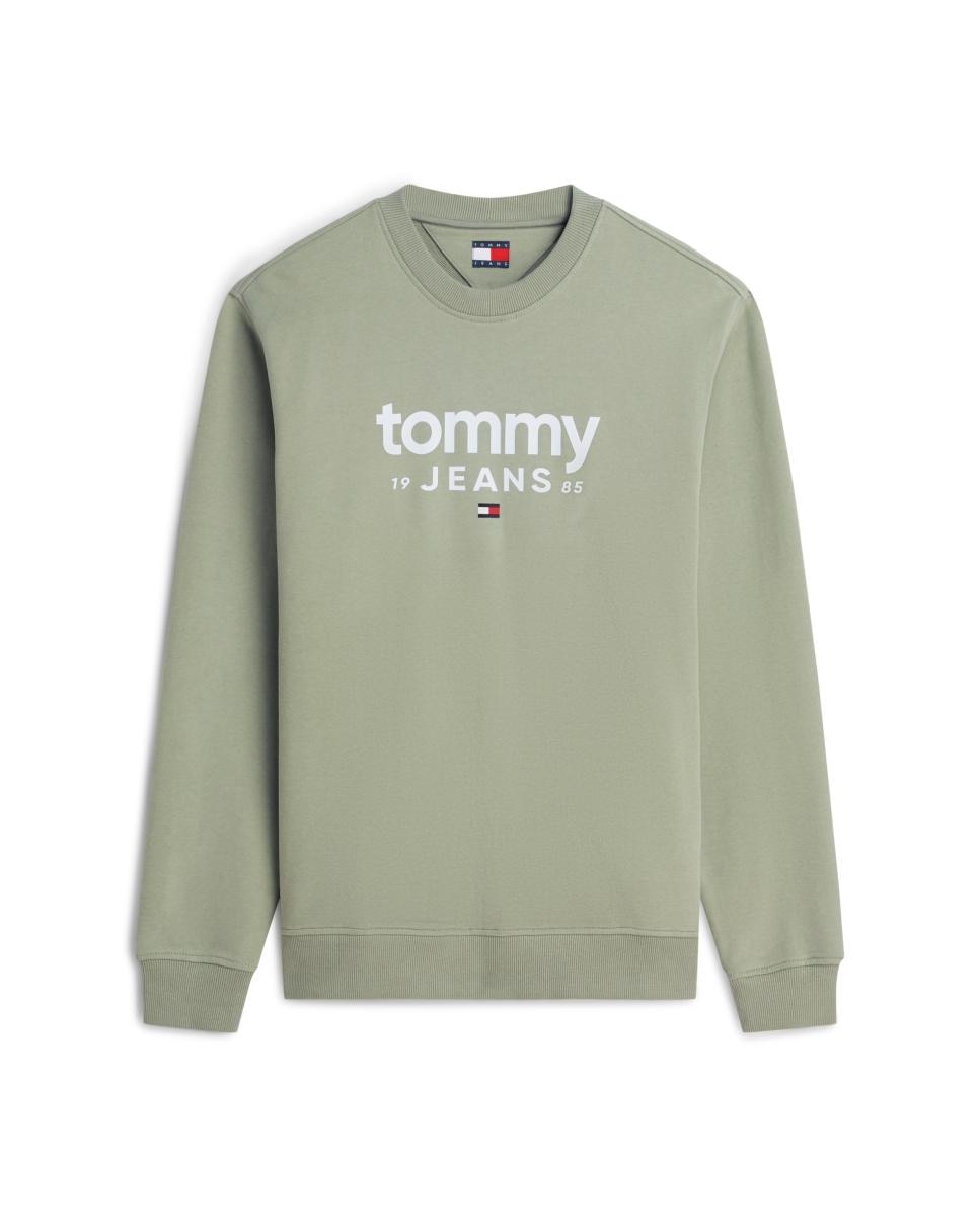 Sudadera de cuello redondo con corte regular y logo Tommy Jeans estampado en el pecho - Verde claro Verde claro-4