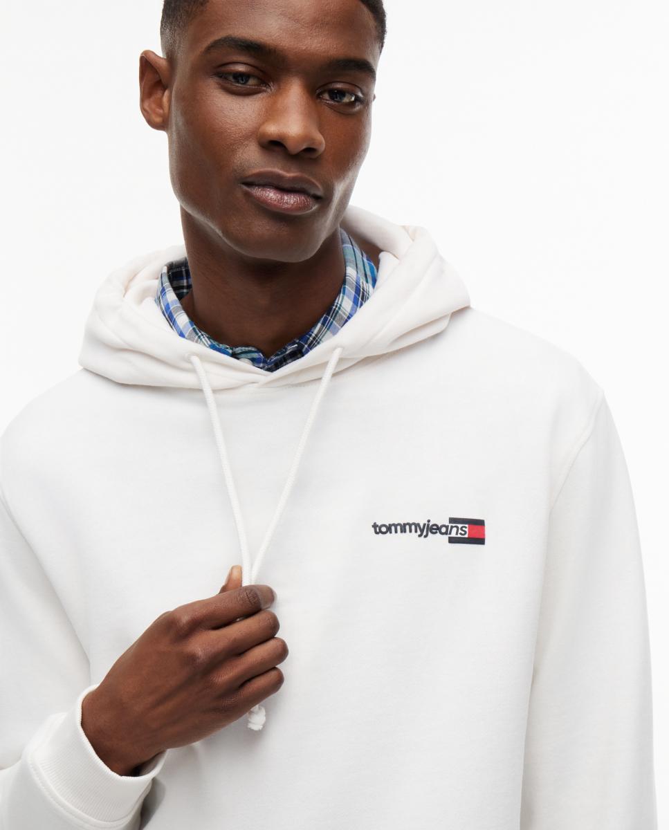Sudadera con capucha de corte regular y logo Tommy Jeans estampado en el pecho - Blanco Blanco-3