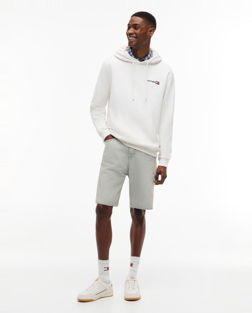 Sudadera con capucha de corte regular y logo Tommy Jeans estampado en el pecho - Blanco Blanco-5