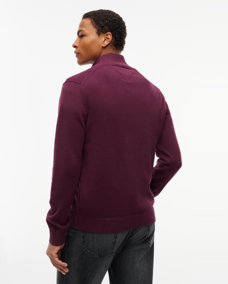 Malha TJM Slim Ess Light ¼ Zip Swtr Ext Bordeaux-2