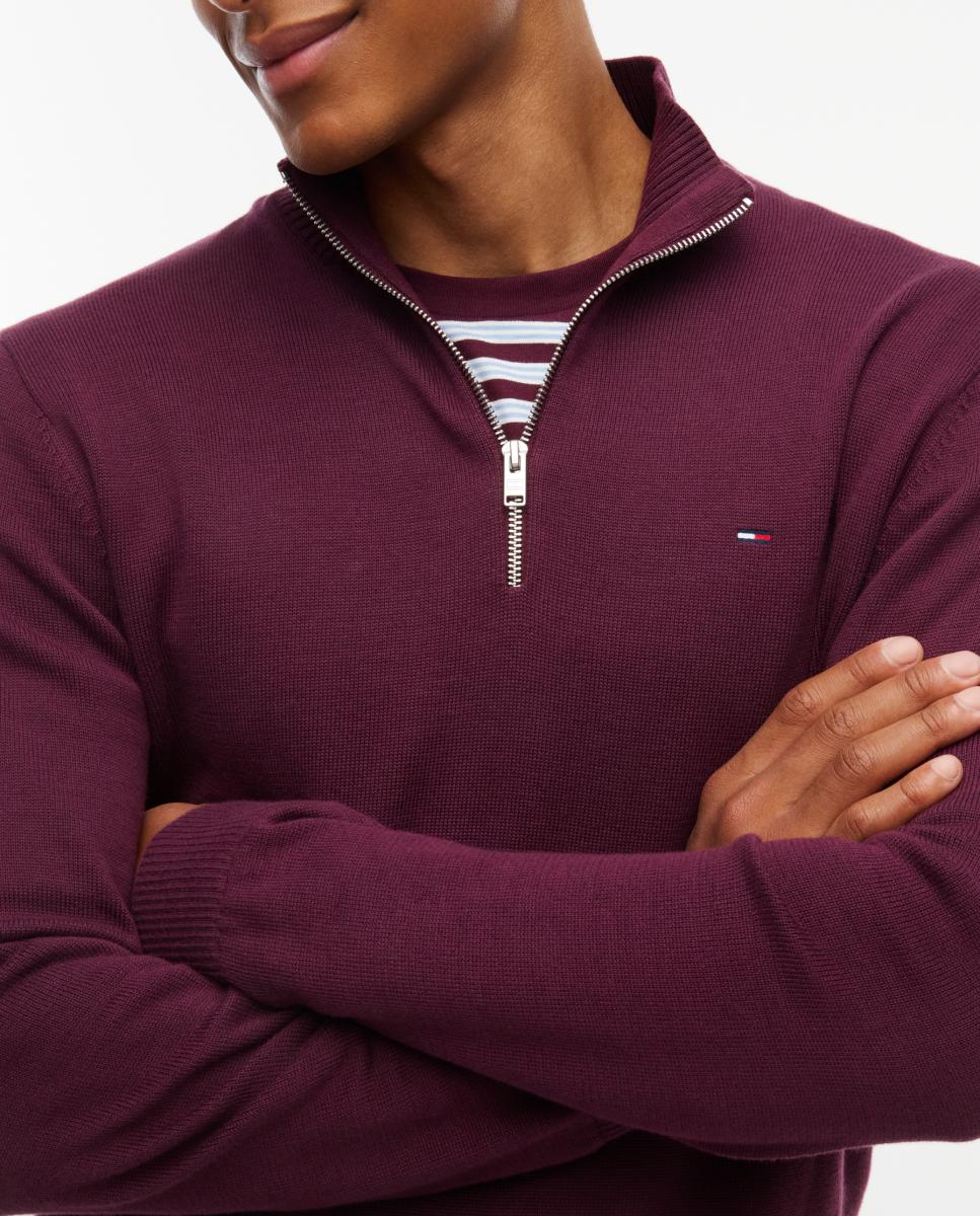Malha TJM Slim Ess Light ¼ Zip Swtr Ext Bordeaux-3
