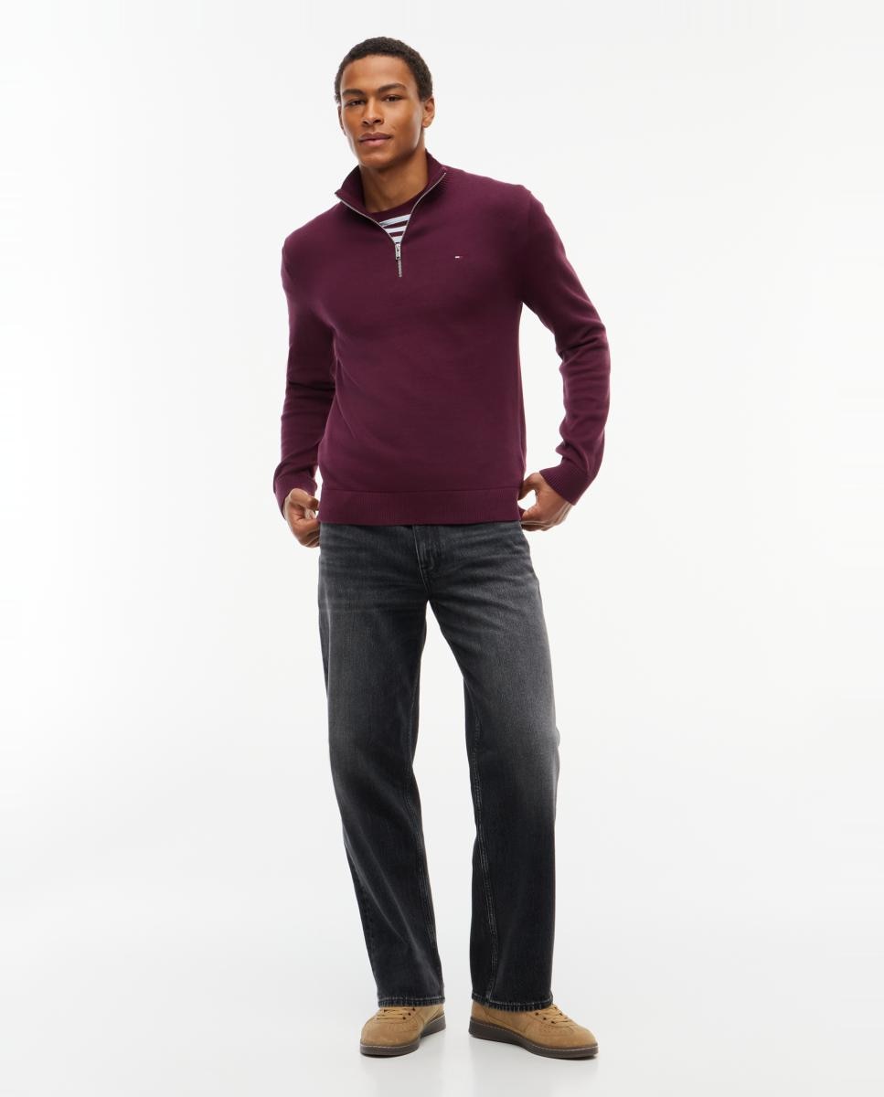 Malha TJM Slim Ess Light ¼ Zip Swtr Ext Bordeaux-6