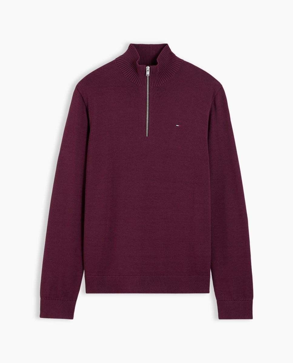 Malha TJM Slim Ess Light ¼ Zip Swtr Ext Bordeaux-4