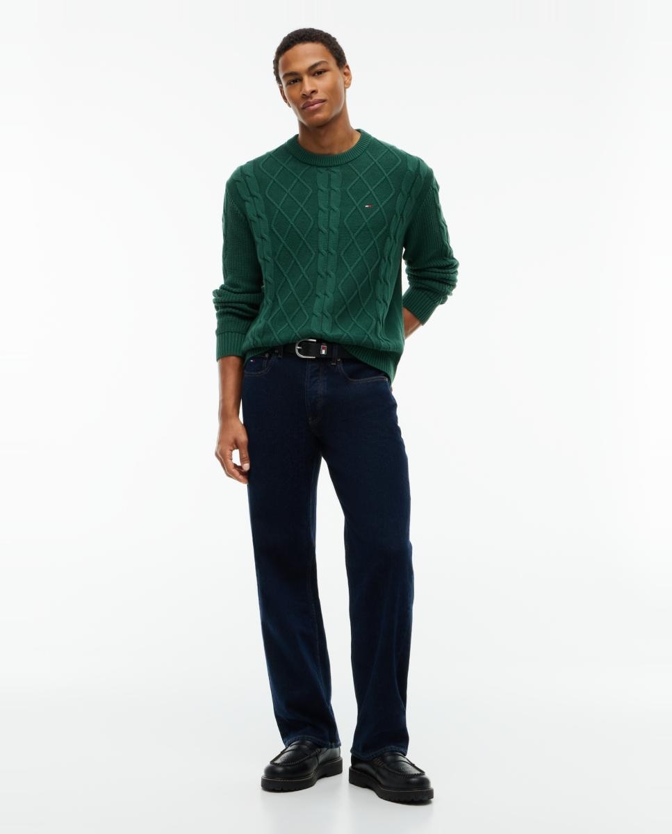 Camisola de Malha TJM Reg Cable Knit Sweater Verde-escuro-6