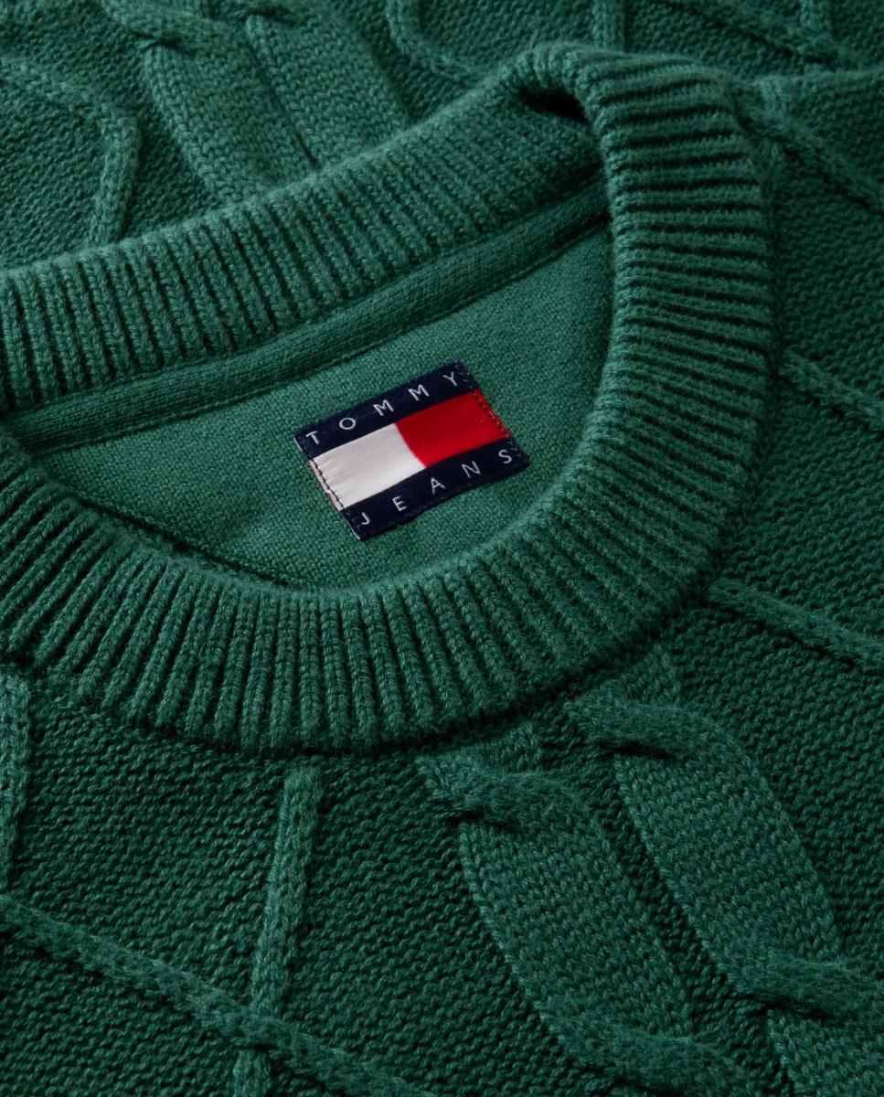 Camisola de Malha TJM Reg Cable Knit Sweater Verde-escuro-5