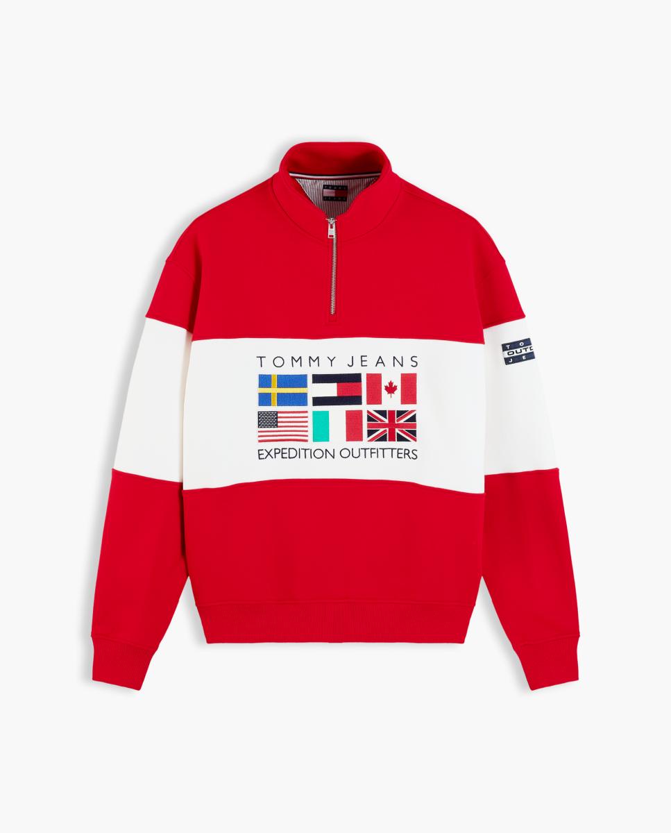 Sweatshirt Outdoors Zip Mock Vermelho-4